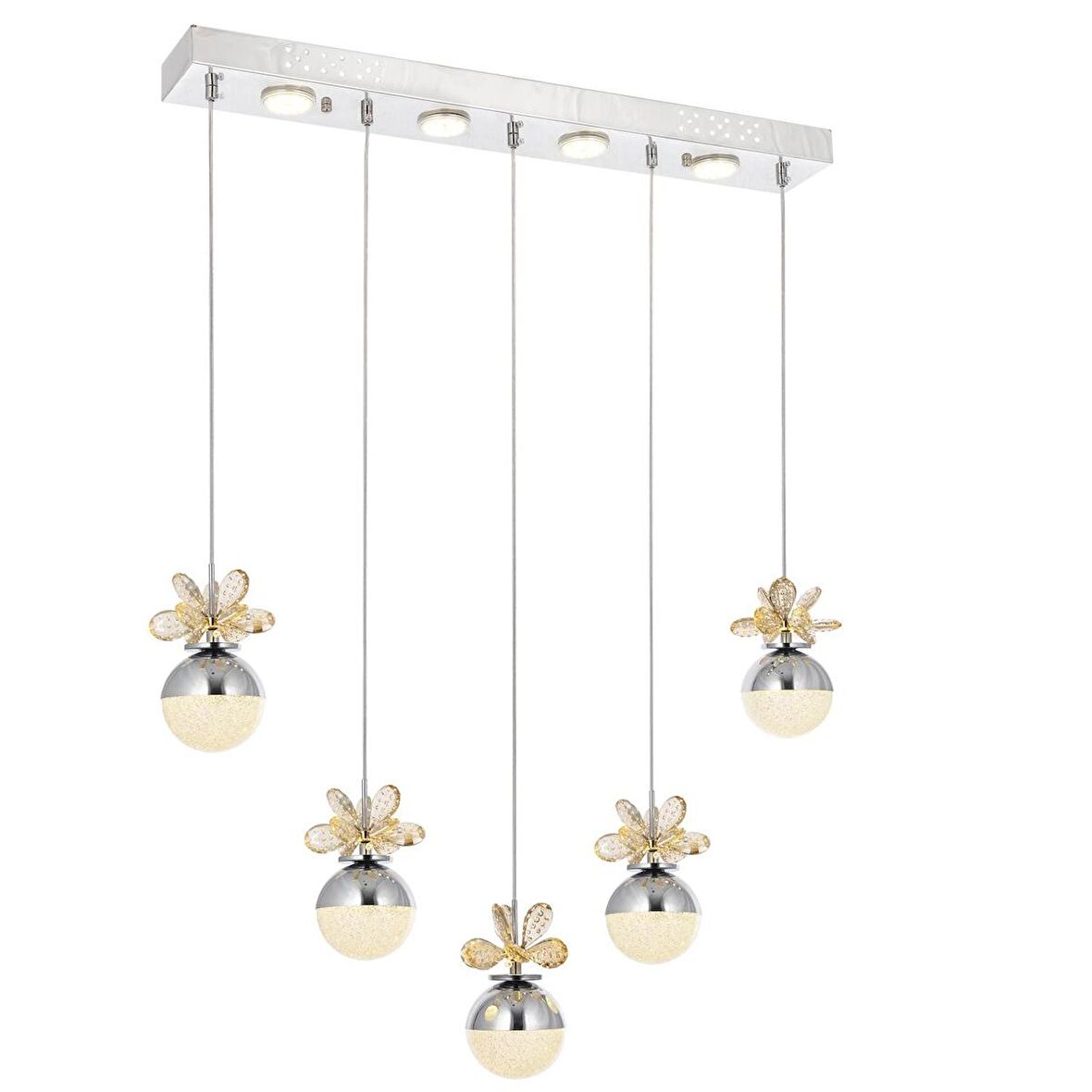 9178-5+4R Krom Powerled Sıralı 5 li Avize