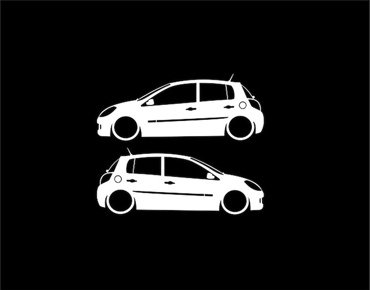 Oto Clio 3 Detaylı basık kelebek cam stickeri 2 adet