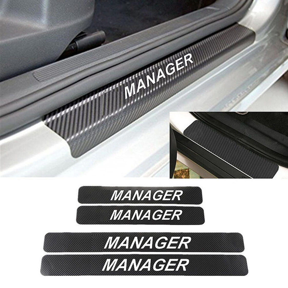 Oto Manager Karbon Kapı Eşiği Koruma Sticker (4 Adet)
