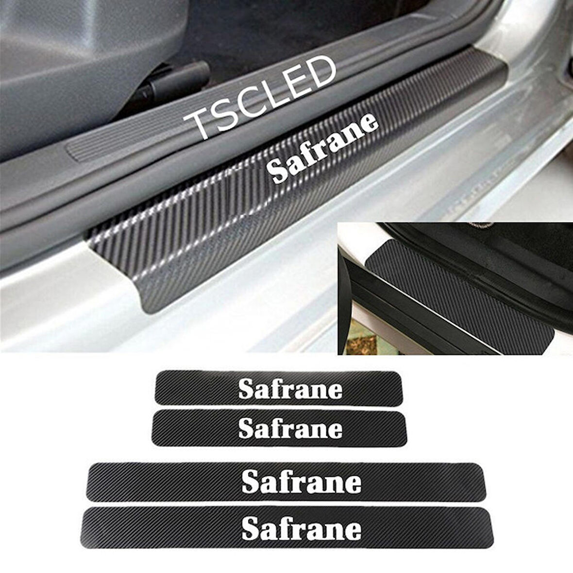 Oto Safrane Karbon Kapı Eşiği Koruma Sticker (4 Adet)