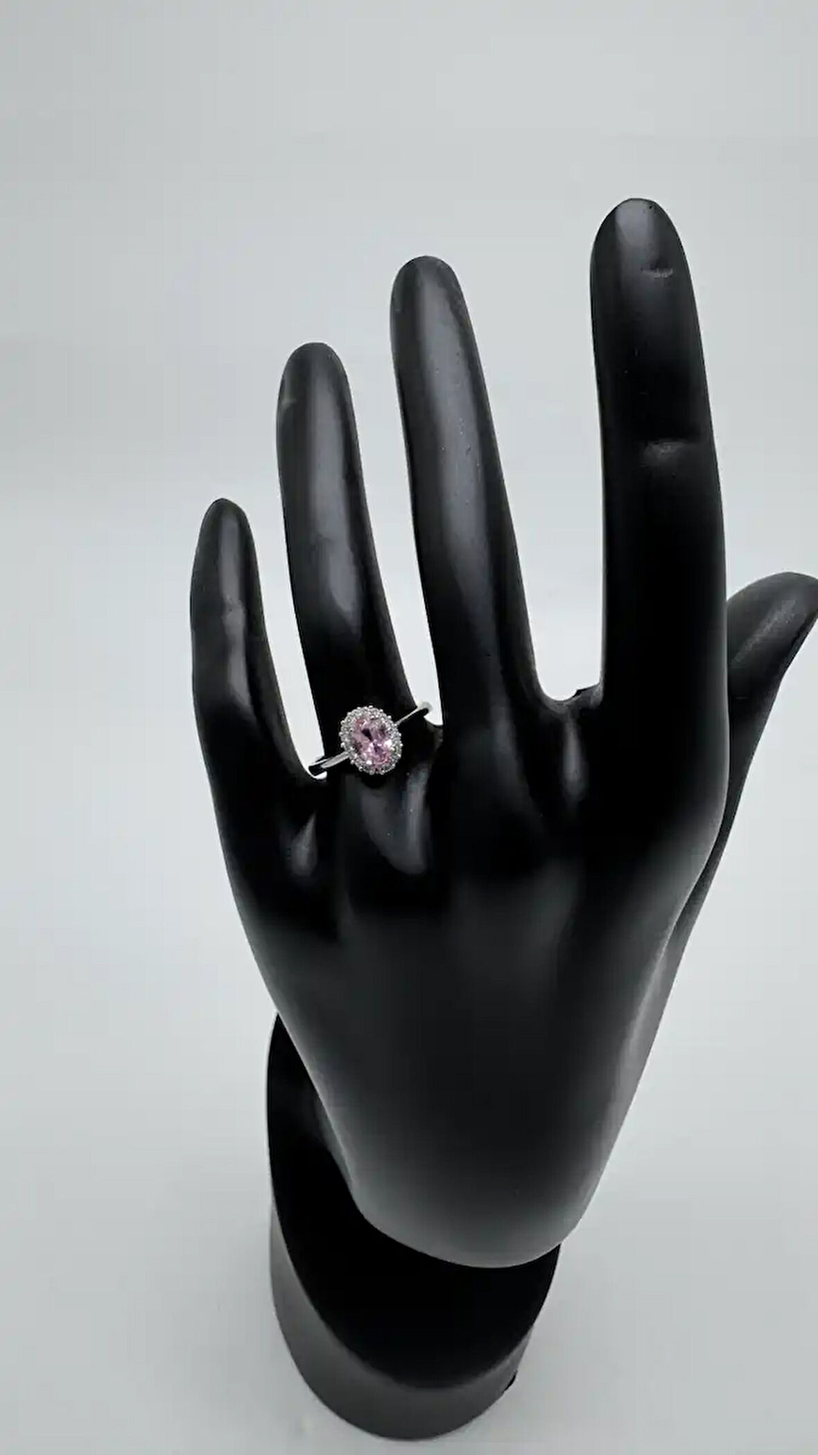 Silver Roselle Pembe Taşlı Oval Yüzük - Silver