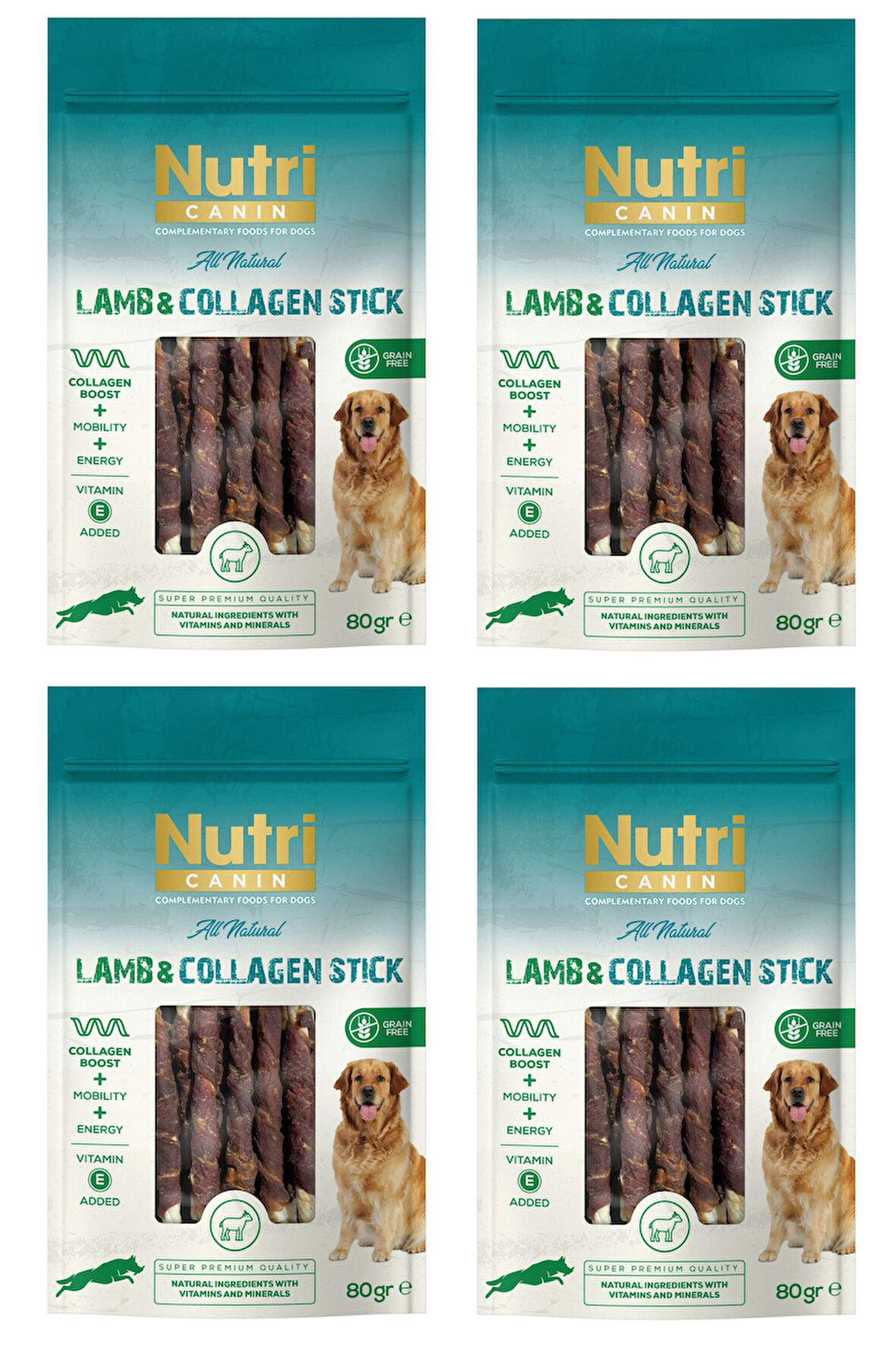 Nutri Canin Kuzu Eti Sargılı Kolajen Çubuk Tahılsız Köpek Et Ödülü 80 Gr. X 4 Adet