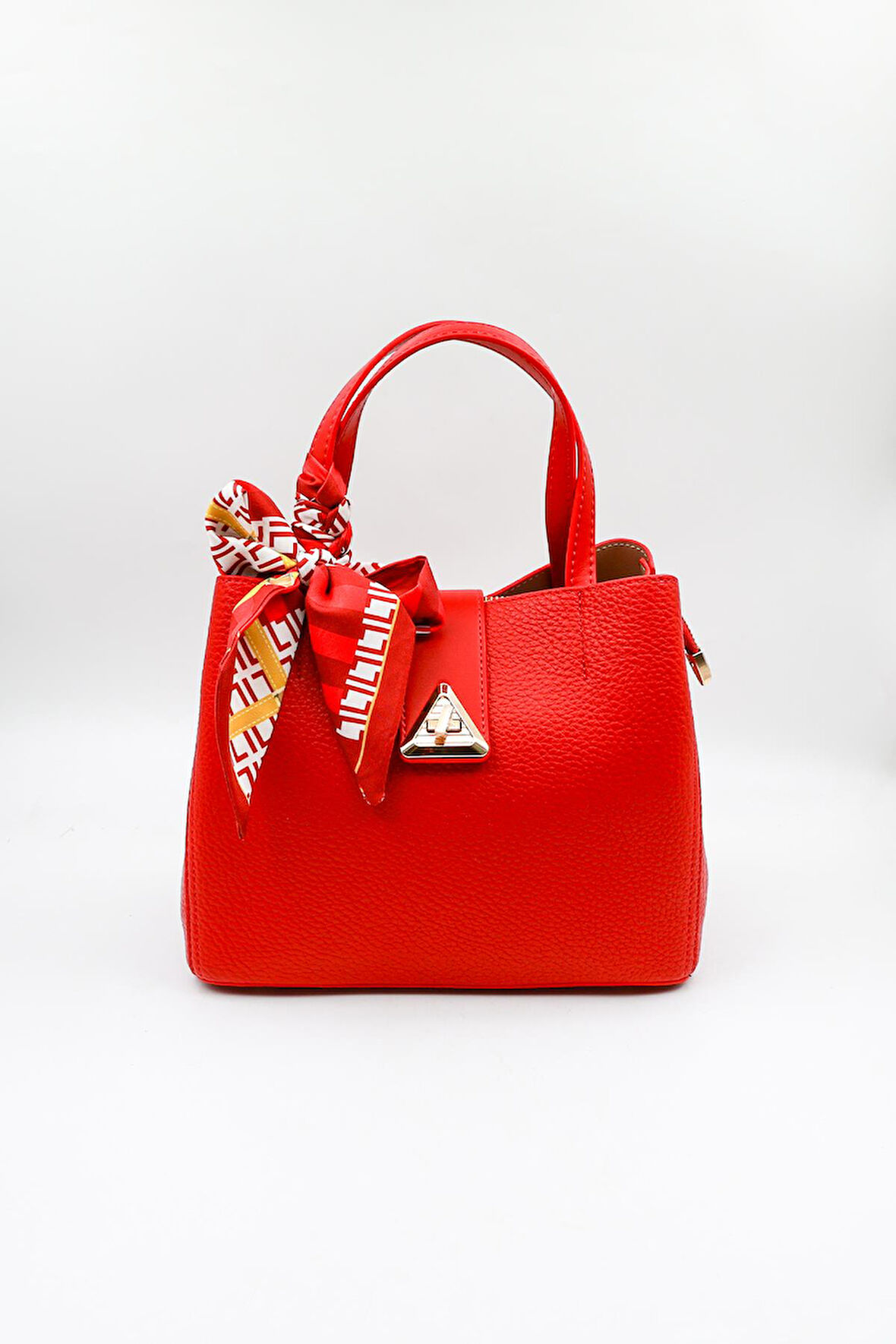 Kriste Bell Marka İthal Fular Detaylı Klasik kadın Çanta KB012 Kırmızı