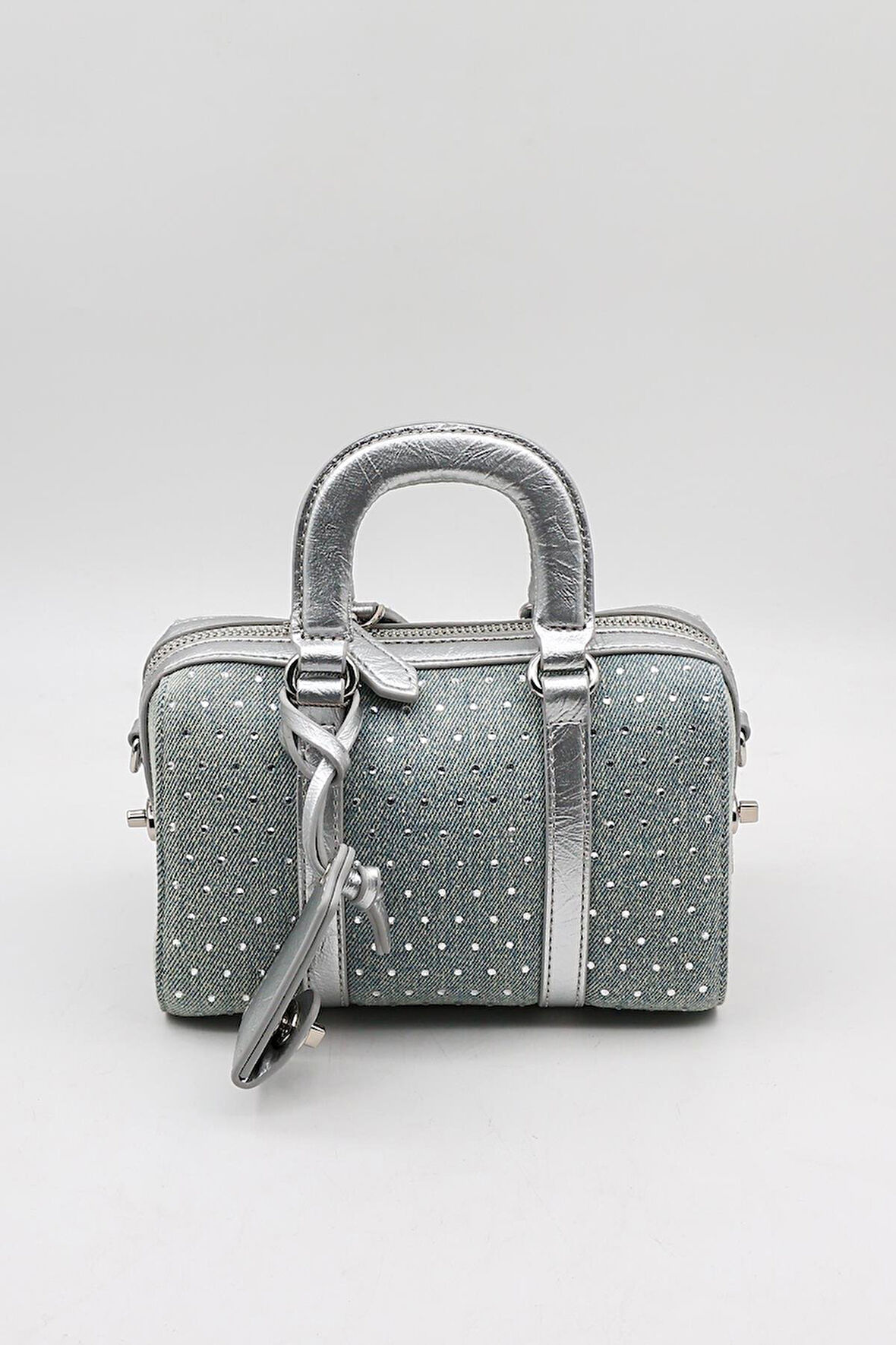 Kriste Bell Kadın Silindir Kot ve Taşlı Çapraz Çanta KB 057 - Kot Mavi