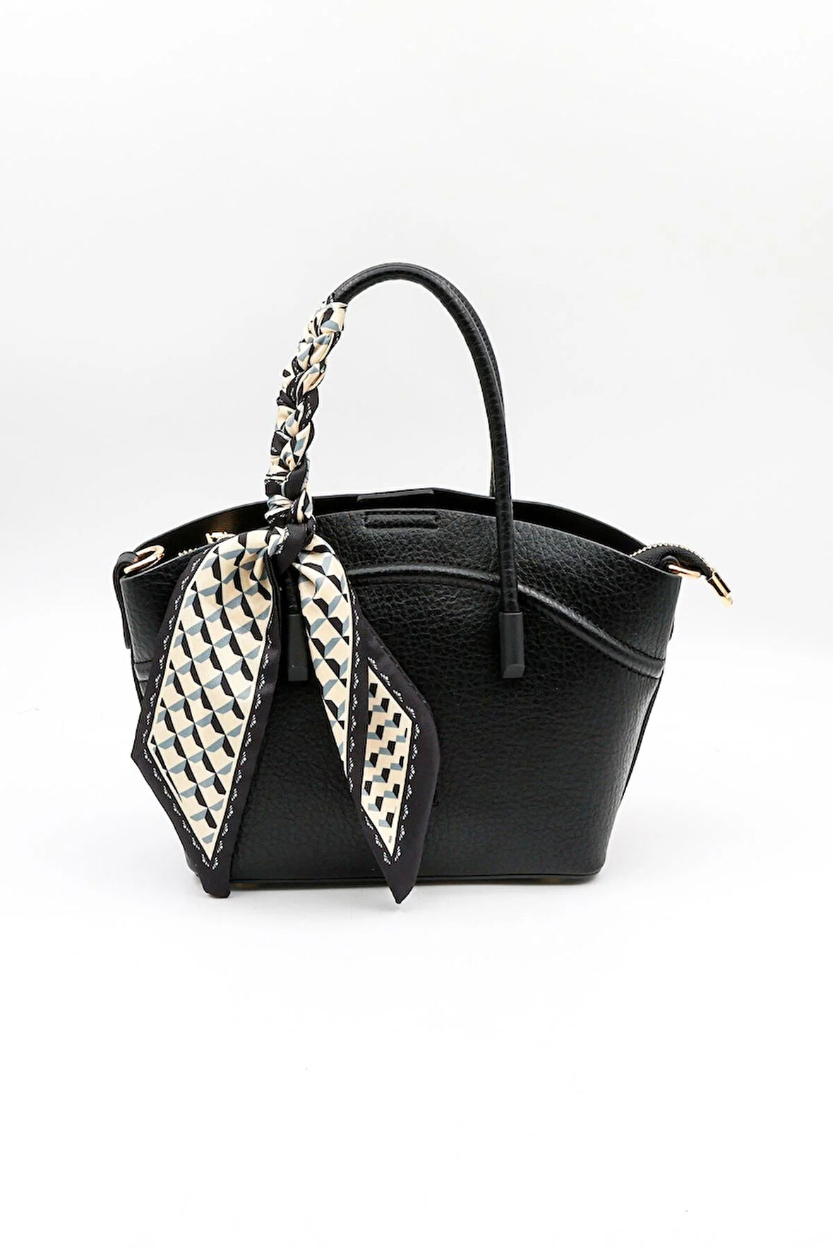 Kriste Bell İthal Kadın Fular Detaylı El ve Çapraz Çanta KB592 - Siyah