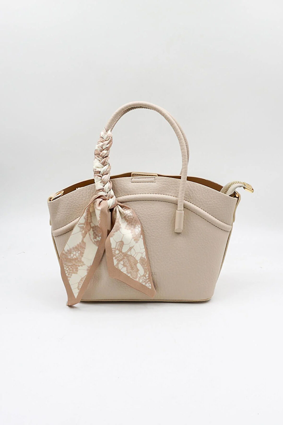 Kriste Bell İthal Kadın Fular Detaylı El ve Çapraz Çanta KB592 - Bej