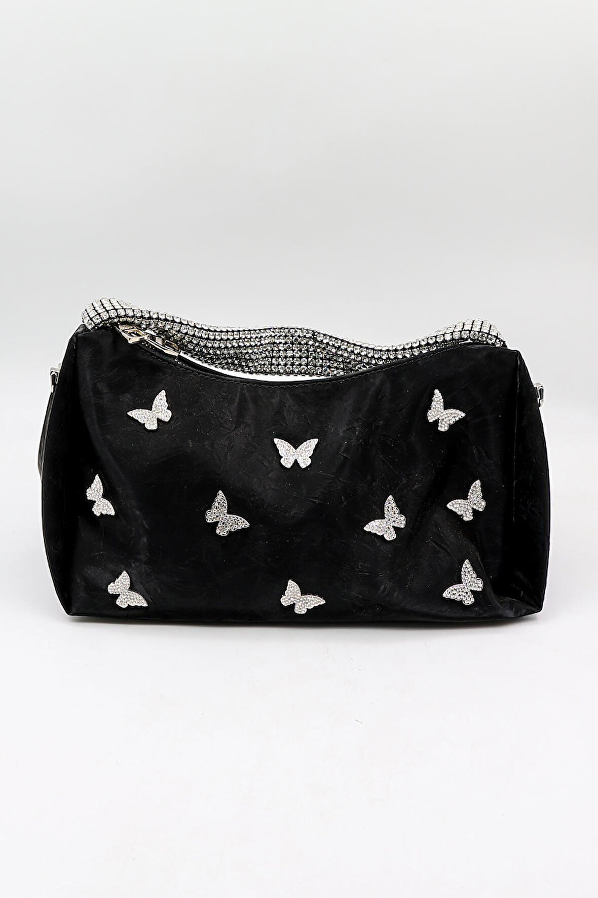 Kriste Bell Marka İthal Kelebek Aksesuarlı Taş Kulp Kadın Şık Çanta KB892 Siyah