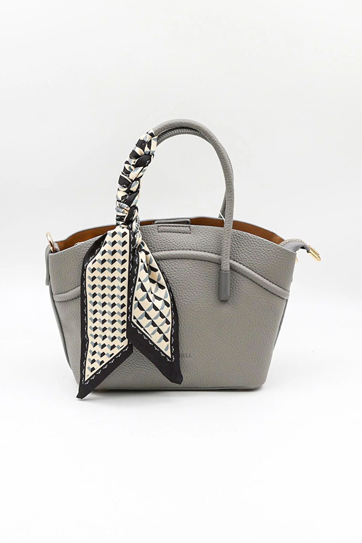 Kriste Bell İthal Kadın Fular Detaylı El ve Çapraz Çanta KB592 - Gri
