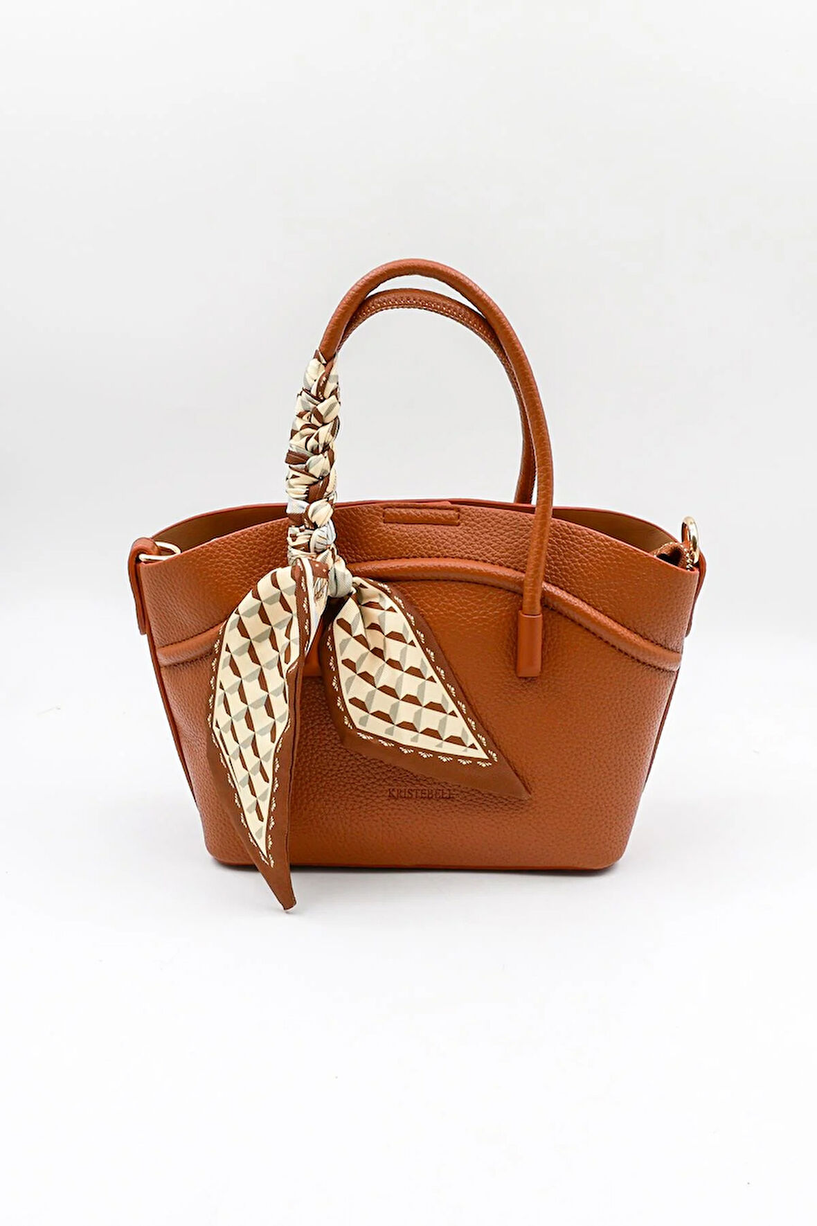 Kriste Bell İthal Kadın Fular Detaylı El ve Çapraz Çanta KB592 - Taba