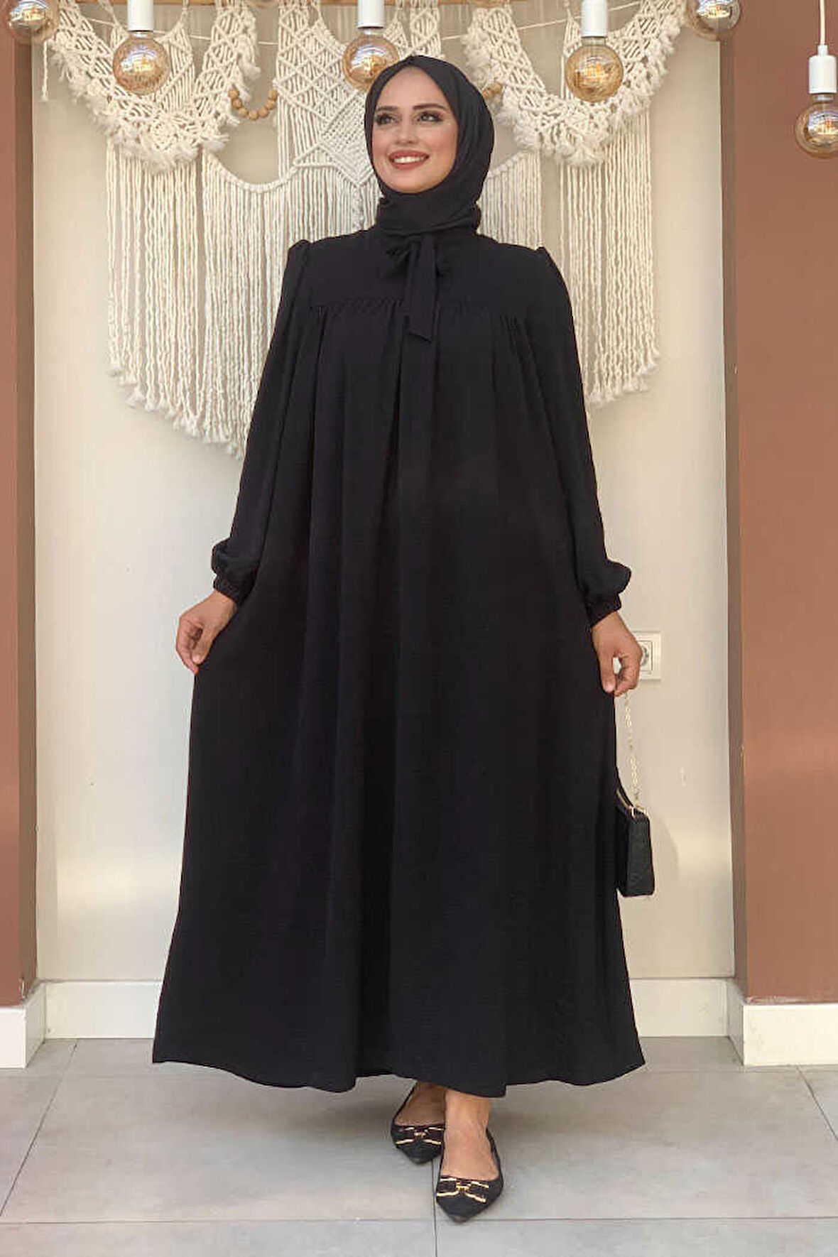 Bebekli Anne Elbisesi 3896 Siyah