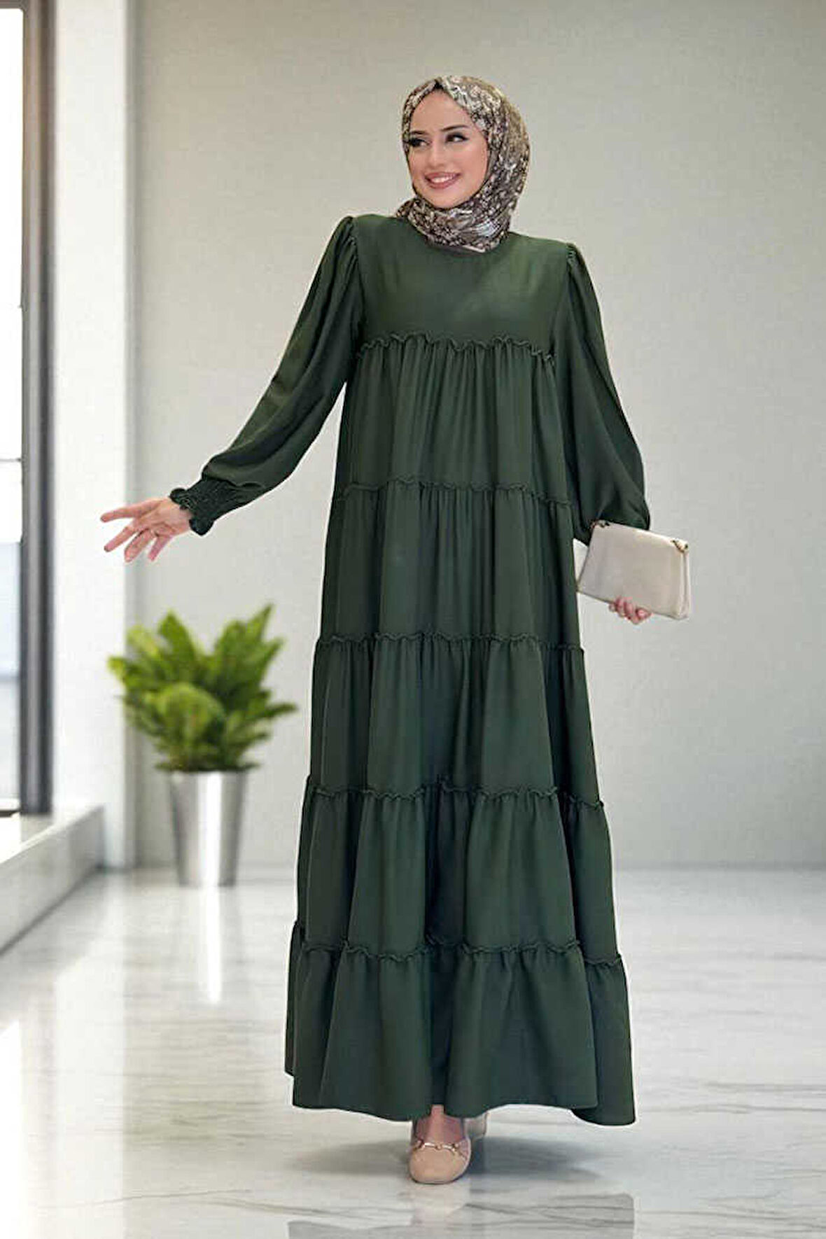 Katlı Salaş Elbise 6023 Haki