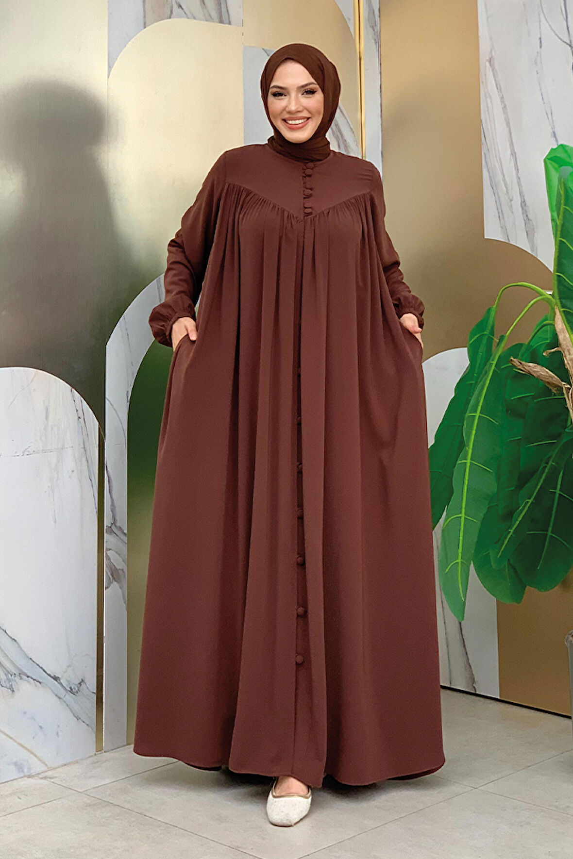 Robalı Britli Ferace 6022 Kahverengi