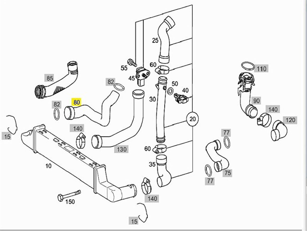 Mercedes Turbosarj Hortumu Sag E-Class W210 98>02 S210 99>03 - Ucpa 10h128111