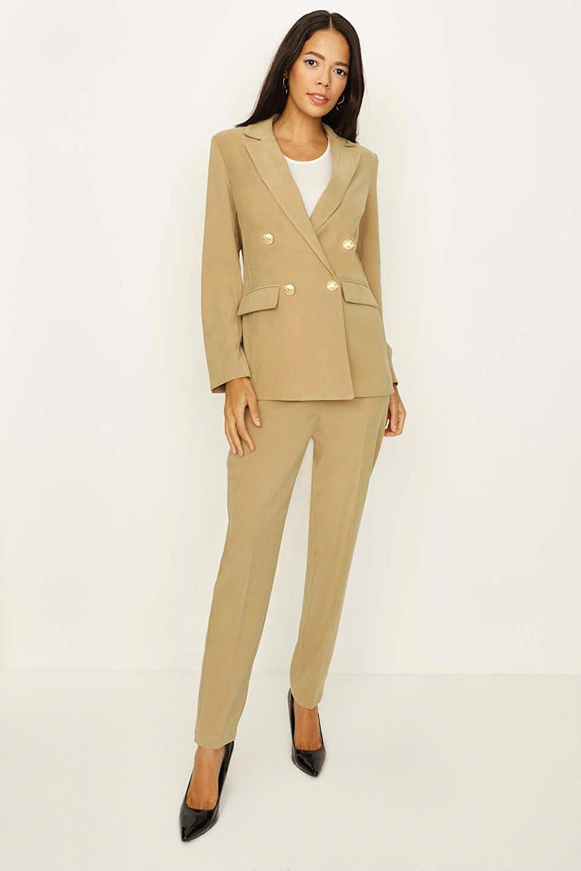 Kadın Gold Düğmeli Süet Ceket