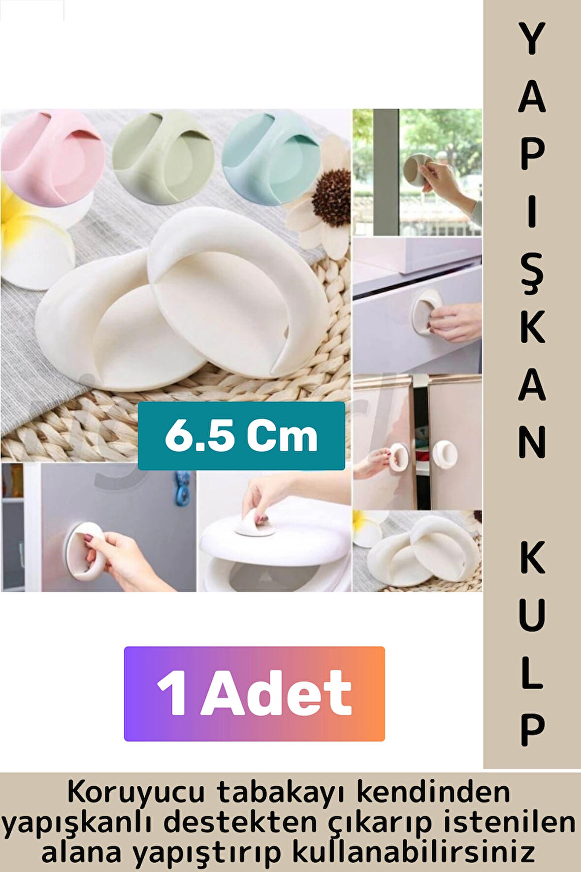 Premium Pencere Dolap Çekmece Fayans Ahşap Çok Amaçlı Kendinden Yapışkanlı Pratik Kulp Tutacak