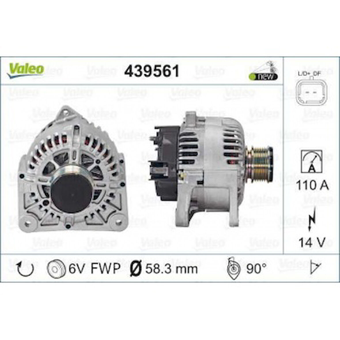 Renault Alternator 12v 110a Logan Sandero 1,5dci / Clio II 1,5dci Kangoo 1,5 DCI - Valeo 439561