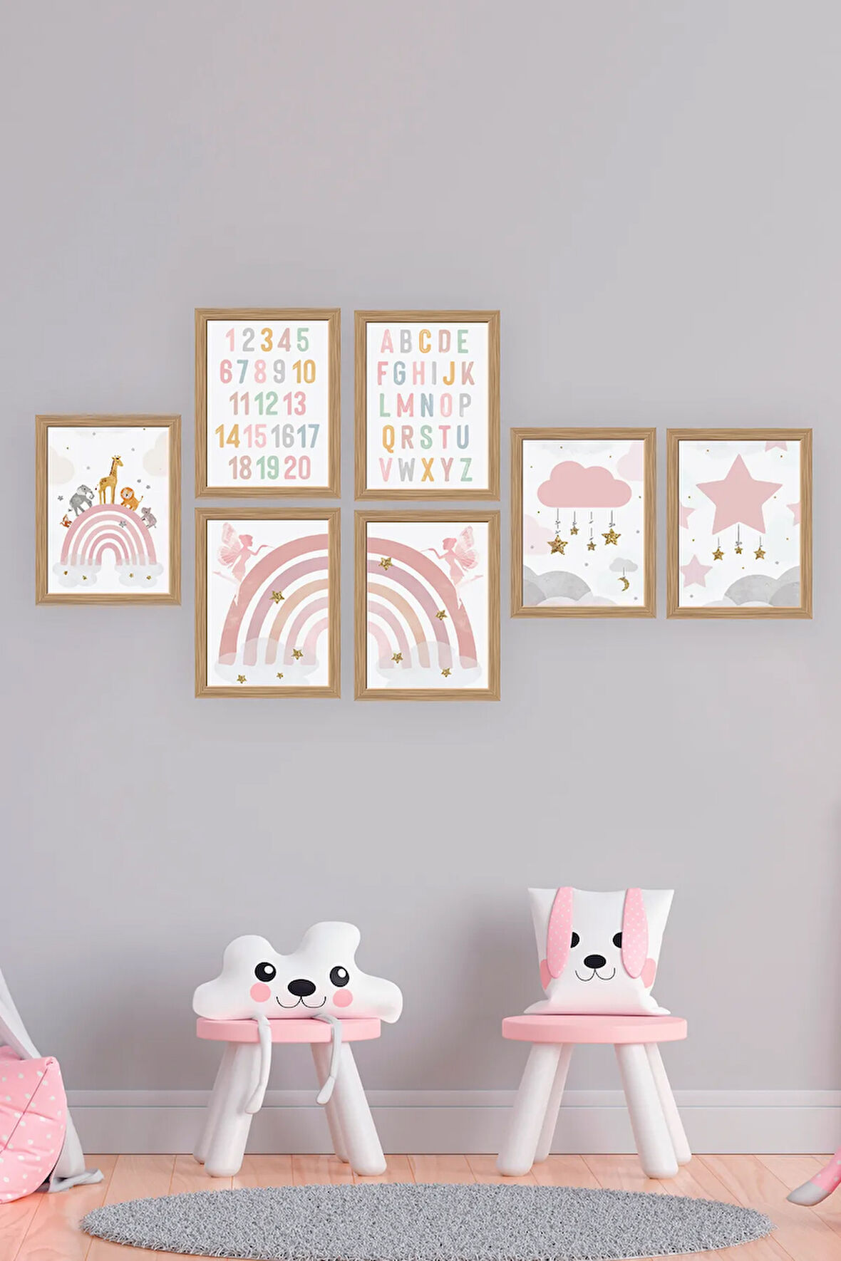 7 Parça Çerçeve Görünümlü Mdf Tablo Seti - 7SMKIDSARTAVESSA4