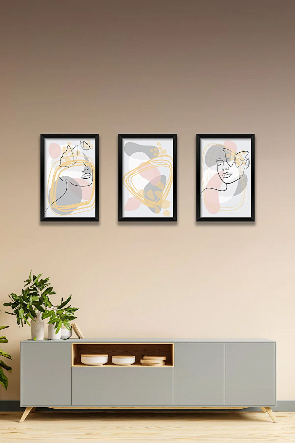 3 Parça Çerçeve Görünümlü Mdf Tablo Seti - 3ARTAVESSA2