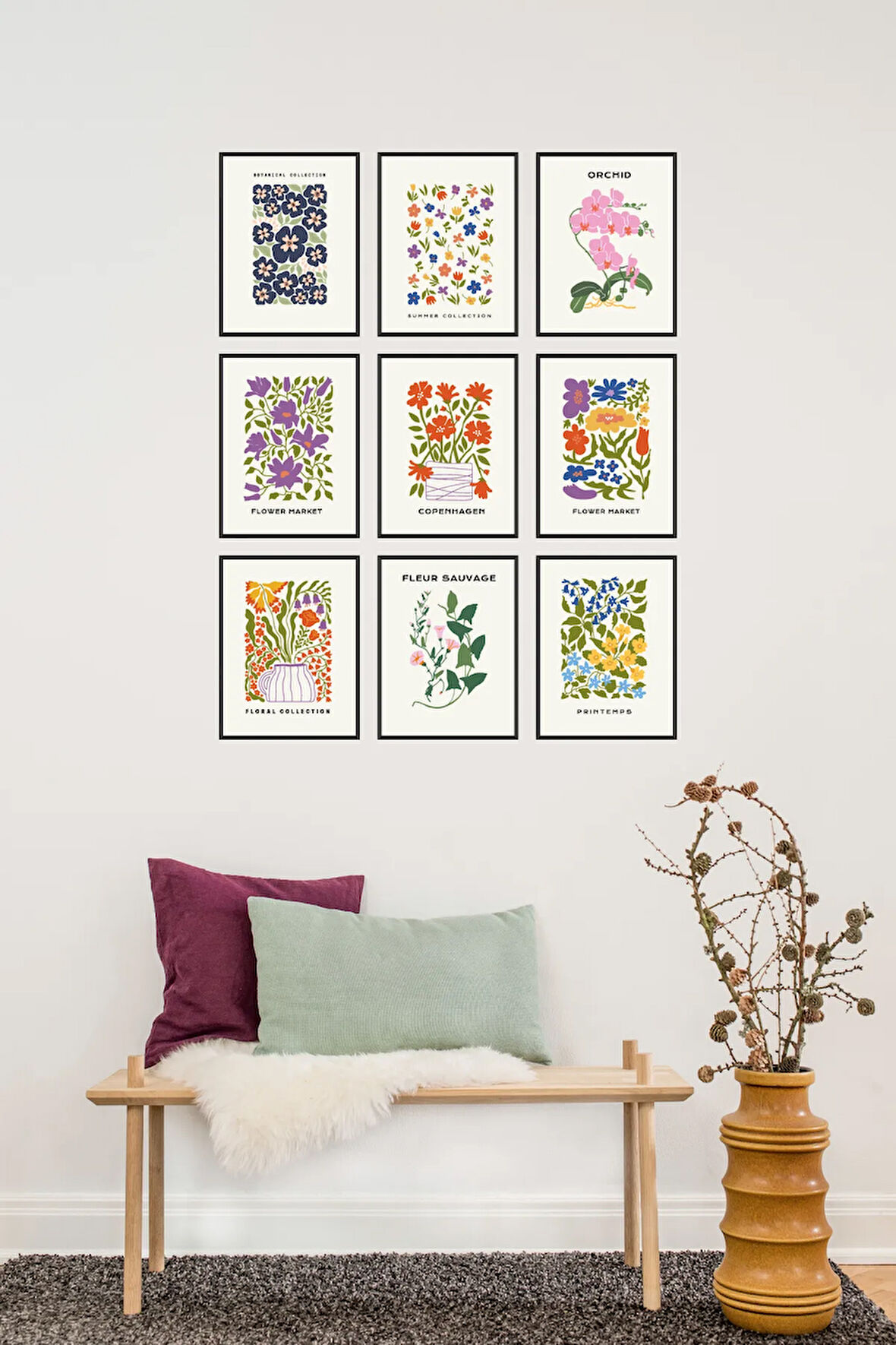 9 Parça Çerçeve Görünümlü Mdf Tablo Seti - 6ARTAVESSA1