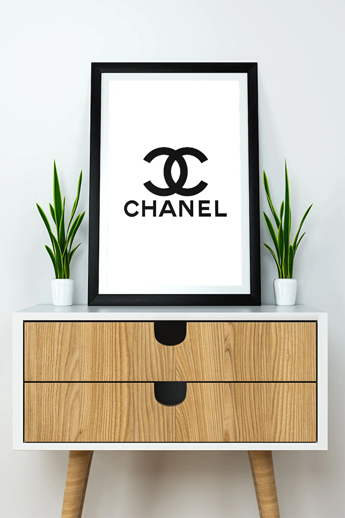 Tek Parça Çerçeve Görünümlü Yazılı Mdf Tablo "Chanel"