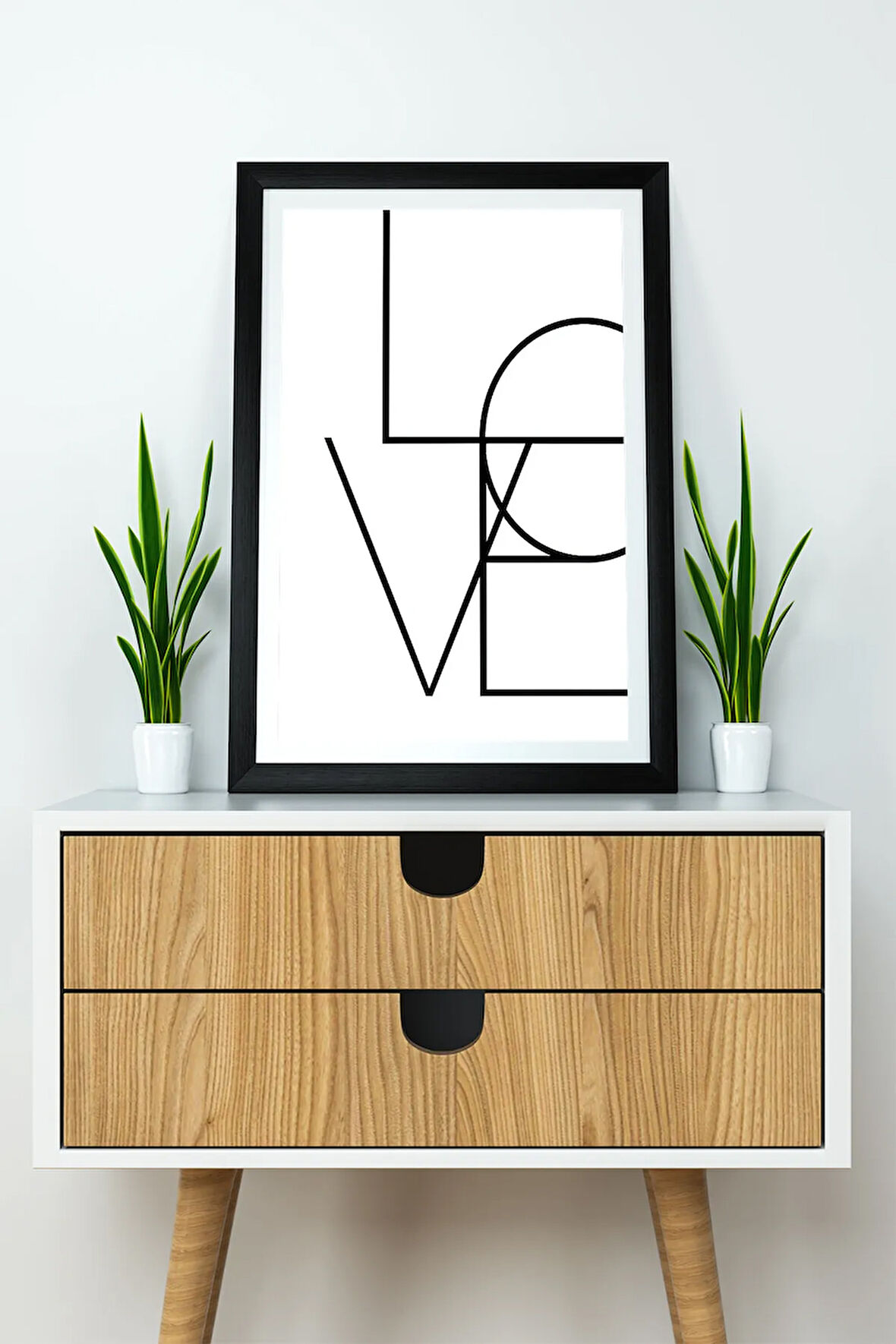 Tek Parça Çerçeve Görünümlü Yazılı Mdf Tablo "Love"