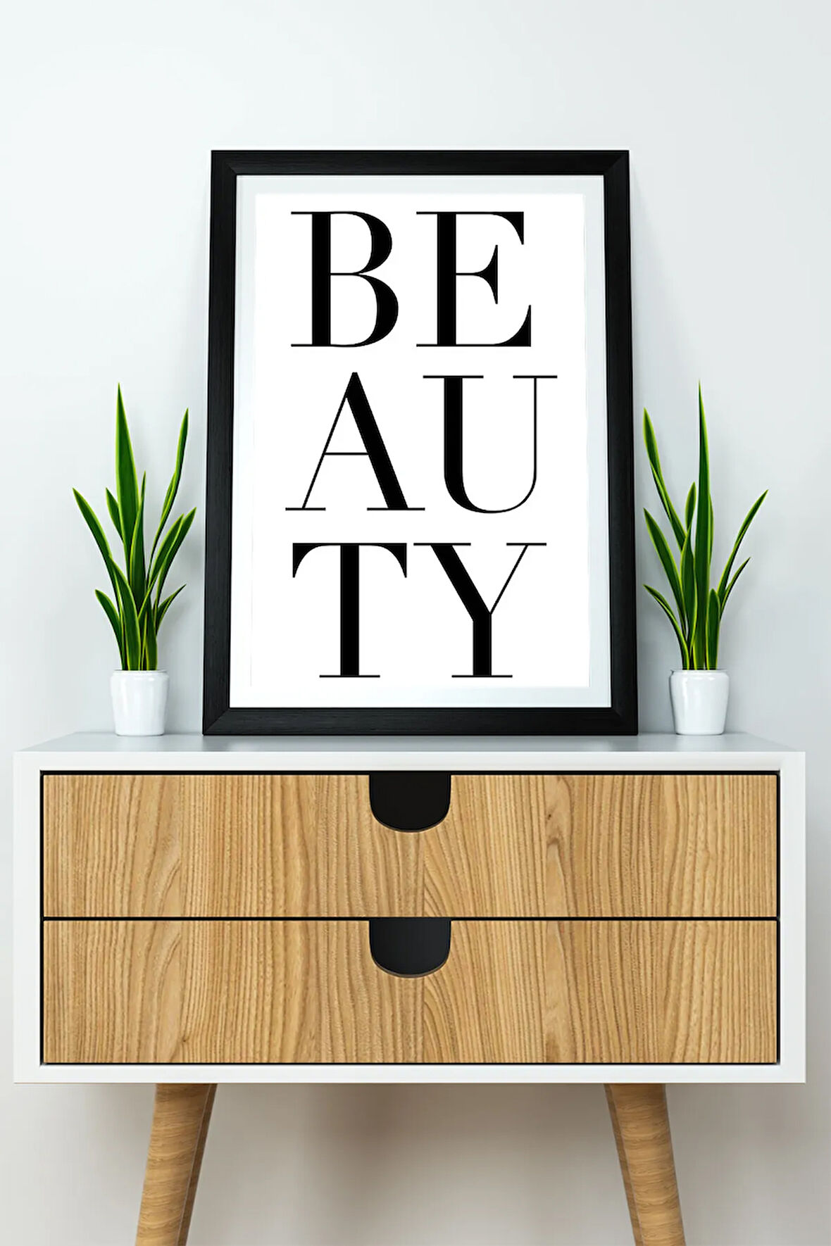 Tek Parça Çerçeve Görünümlü Yazılı Mdf Tablo "Beauty"