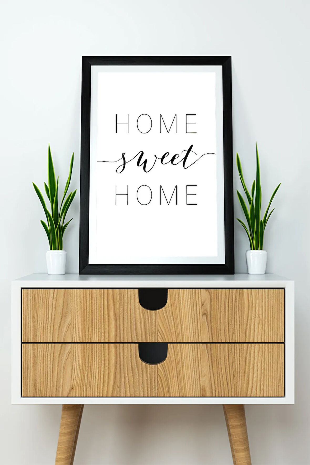 Tek Parça Çerçeve Görünümlü Yazılı Mdf Tablo "Home Sweet Home"