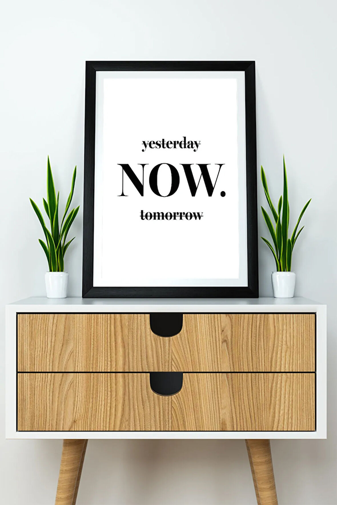 Tek Parça Çerçeve Görünümlü Yazılı Mdf Tablo "Yesterday Now Tomorrow"