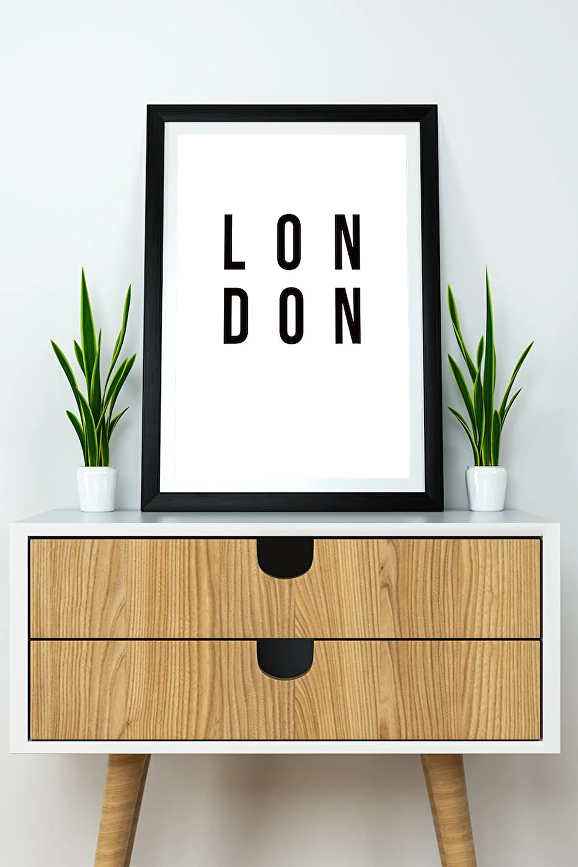 Tek Parça Çerçeve Görünümlü Yazılı Mdf Tablo "London"