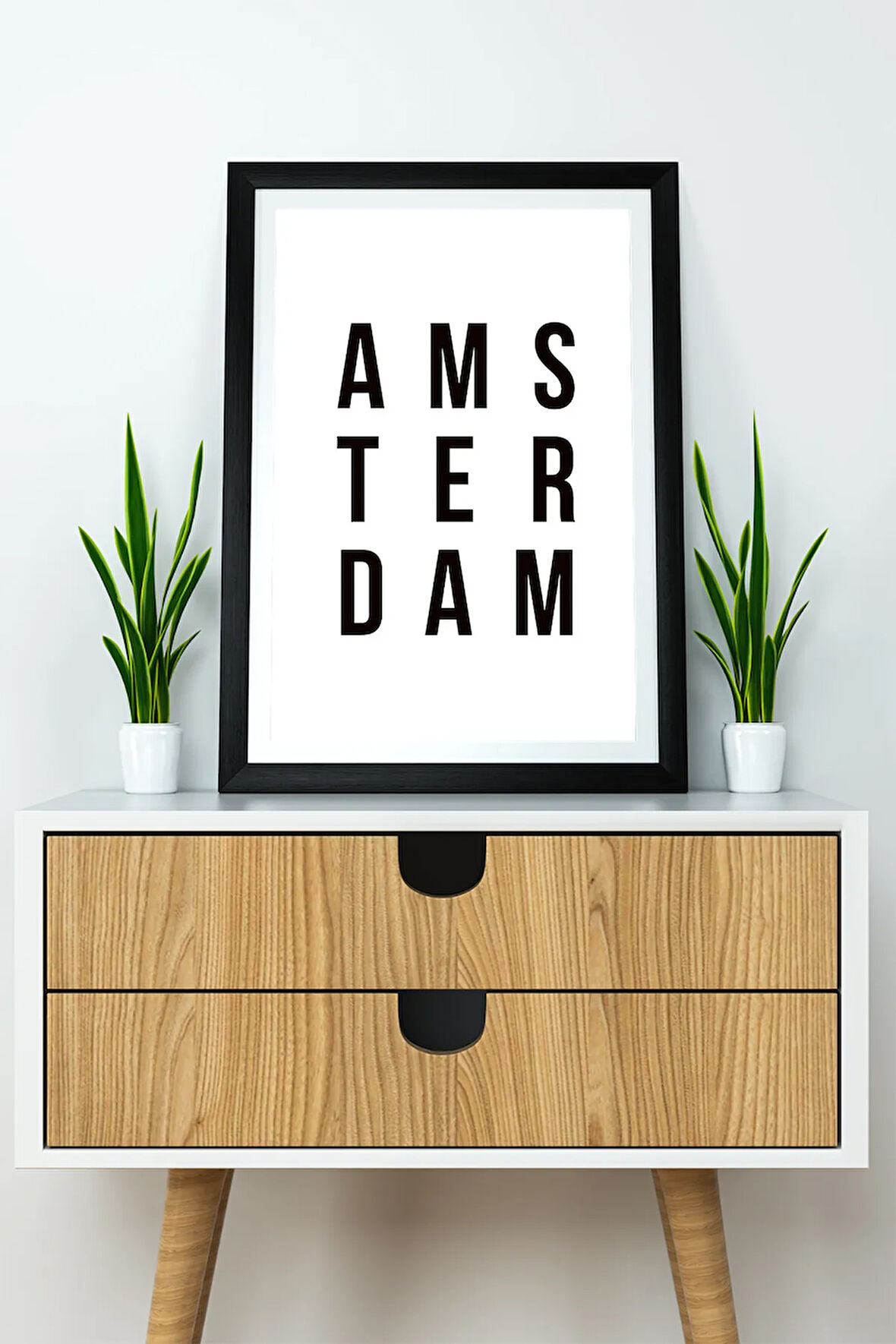 Tek Parça Çerçeve Görünümlü Yazılı Mdf Tablo "Amsterdam"