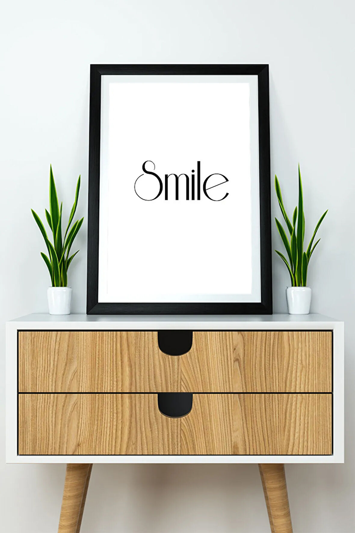 Tek Parça Çerçeve Görünümlü Yazılı Mdf Tablo "Smile"