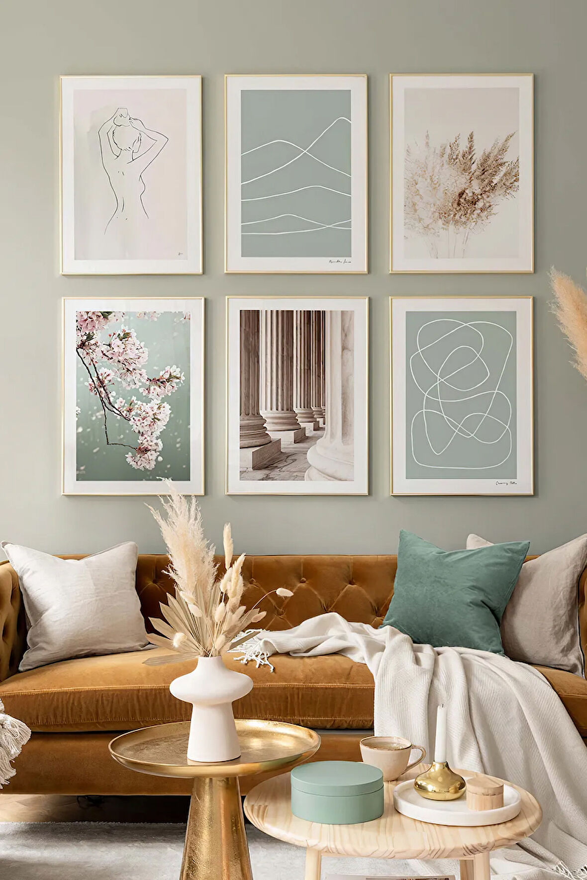 6 Parça Ahşap Çerçeve Görünümlü Mdf Tablo Seti - CRCVSZARTEVESSASTKO7