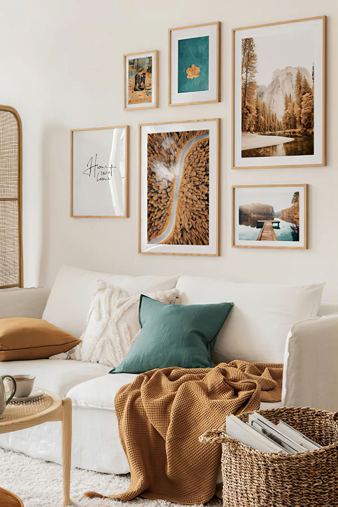 6 Parça Ahşap Çerçeve Görünümlü Mdf Tablo Seti - CRCVSZARTEVESSASTKO57
