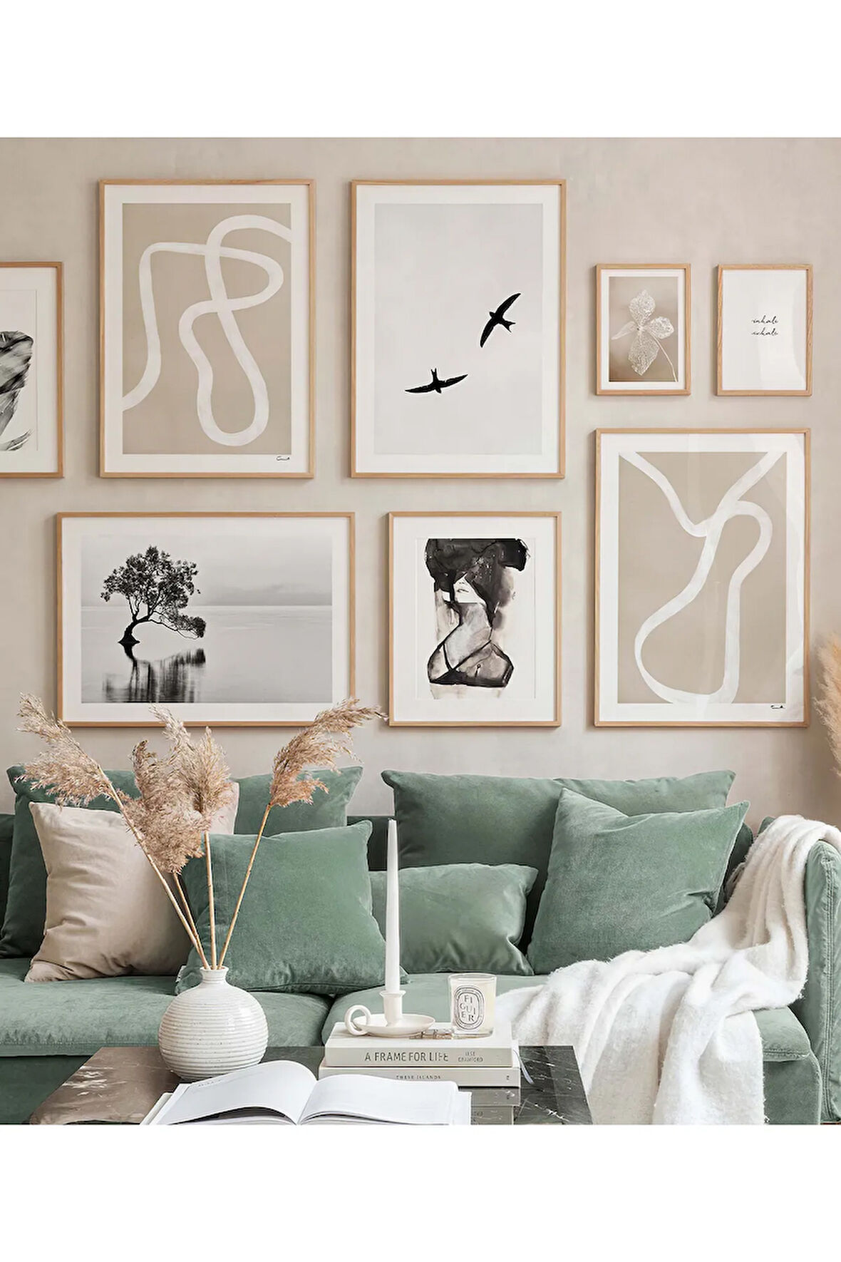 8 Parça Ahşap Çerçeve Görünümlü Mdf Tablo Seti - ARTAVESSAYSLMSTKO5