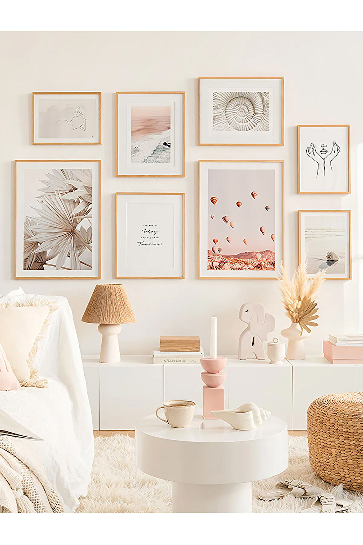 8 Parça Ahşap Çerçeve Görünümlü Mdf Tablo Seti - ARTAVESSAYSLMSTKO21