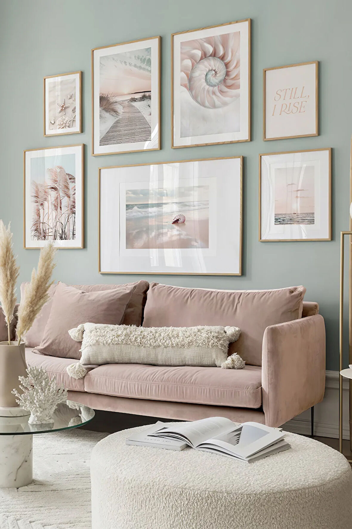 7 Parça Ahşap Çerçeve Görünümlü Mdf Tablo Seti - ARTAVESSAYSLMSTKO40