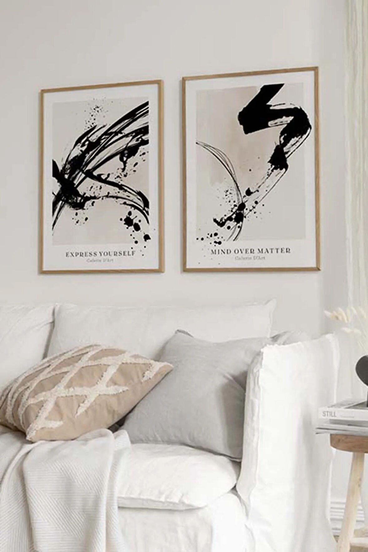 2 Parça Ahşap Çerçeve Görünümlü Mdf Tablo Seti - ARTAVESSAYSLMSTKO49