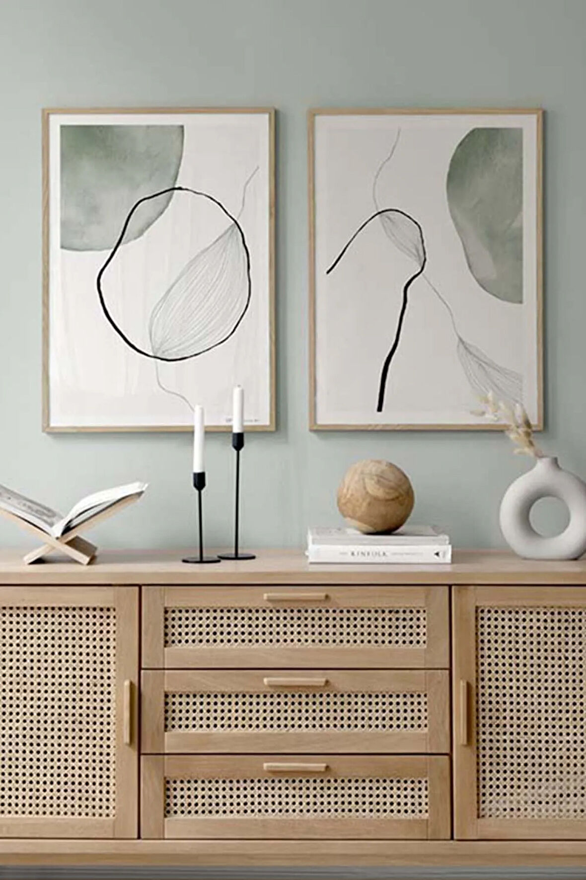 2 Parça Ahşap Çerçeve Görünümlü Mdf Tablo Seti - ARTAVESSAYSLMSTKO50