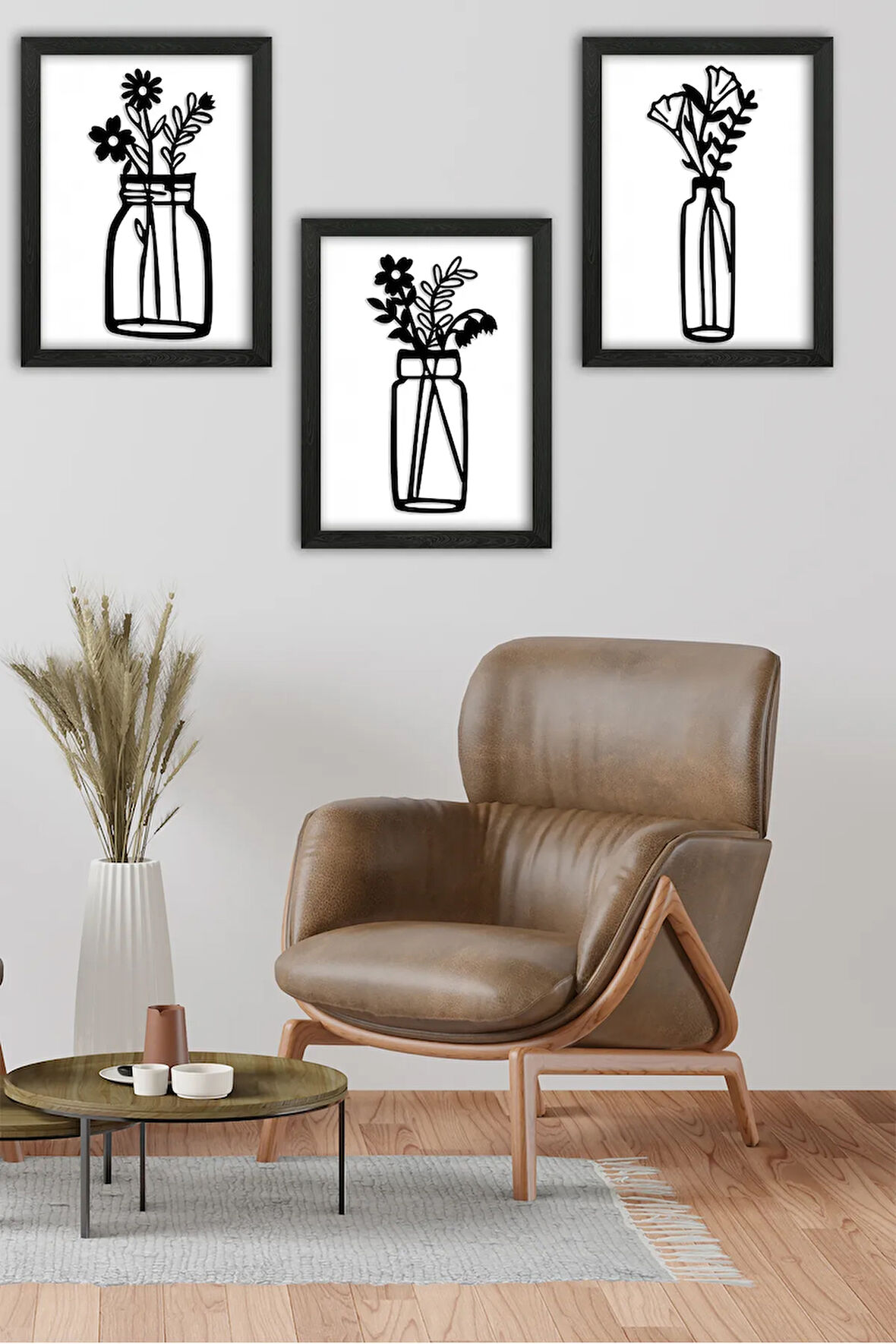 3 Parça Çerçeve Görünümlü Mdf Tablo Seti - ART3PMLCRV2