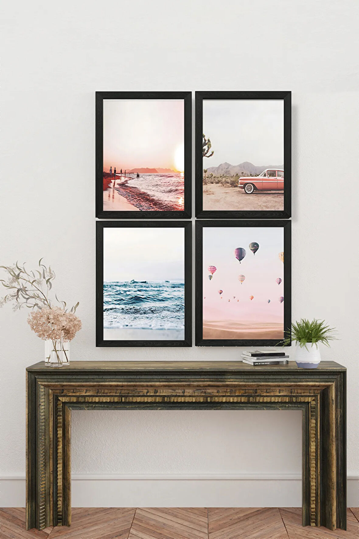 4 Parça Çerçeve Görünümlü Mdf Tablo Seti - ART4CRVDK94