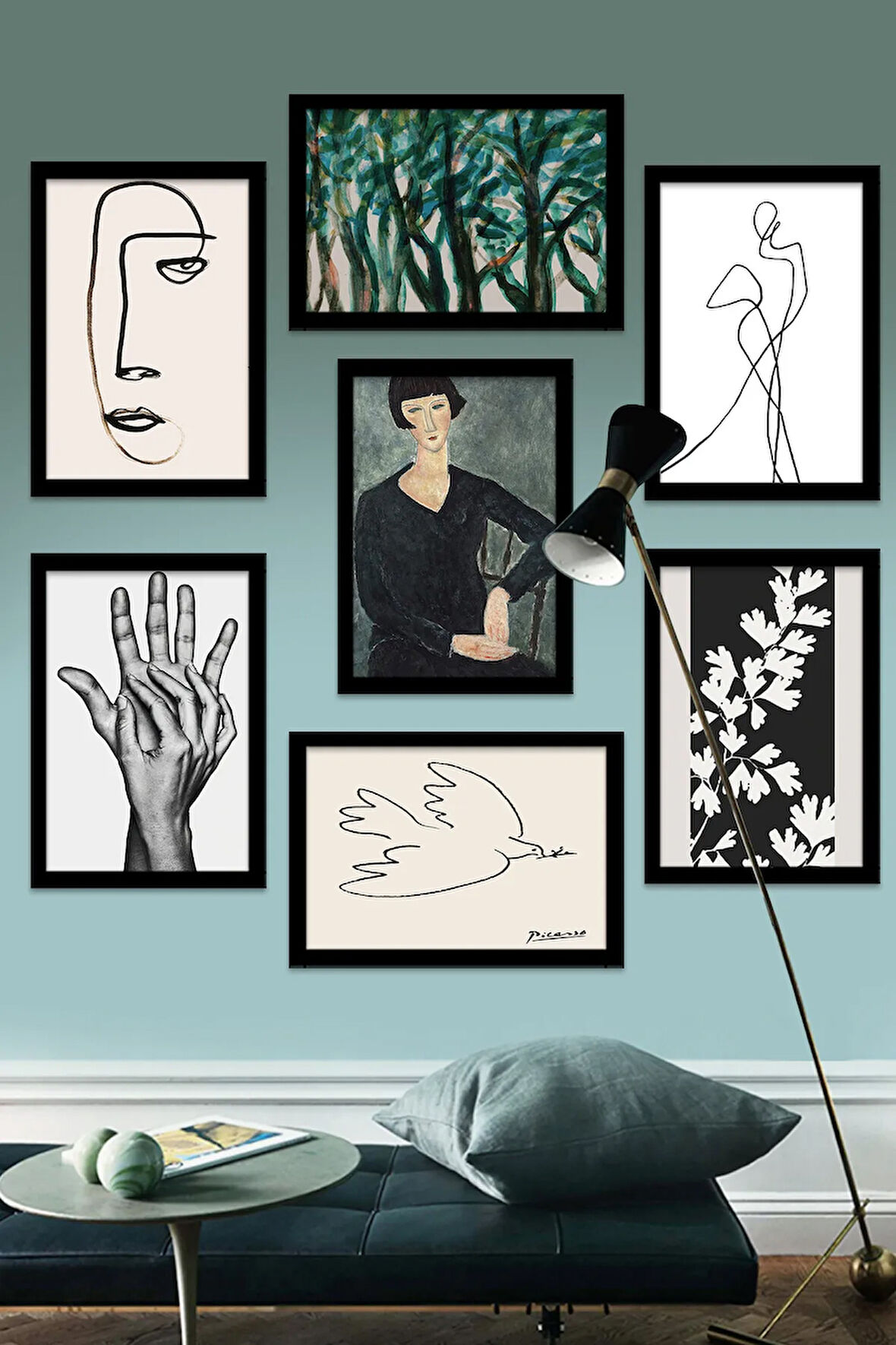 7 Parça Çerçeve Görünümlü Mdf Tablo Seti - ART7XPML4