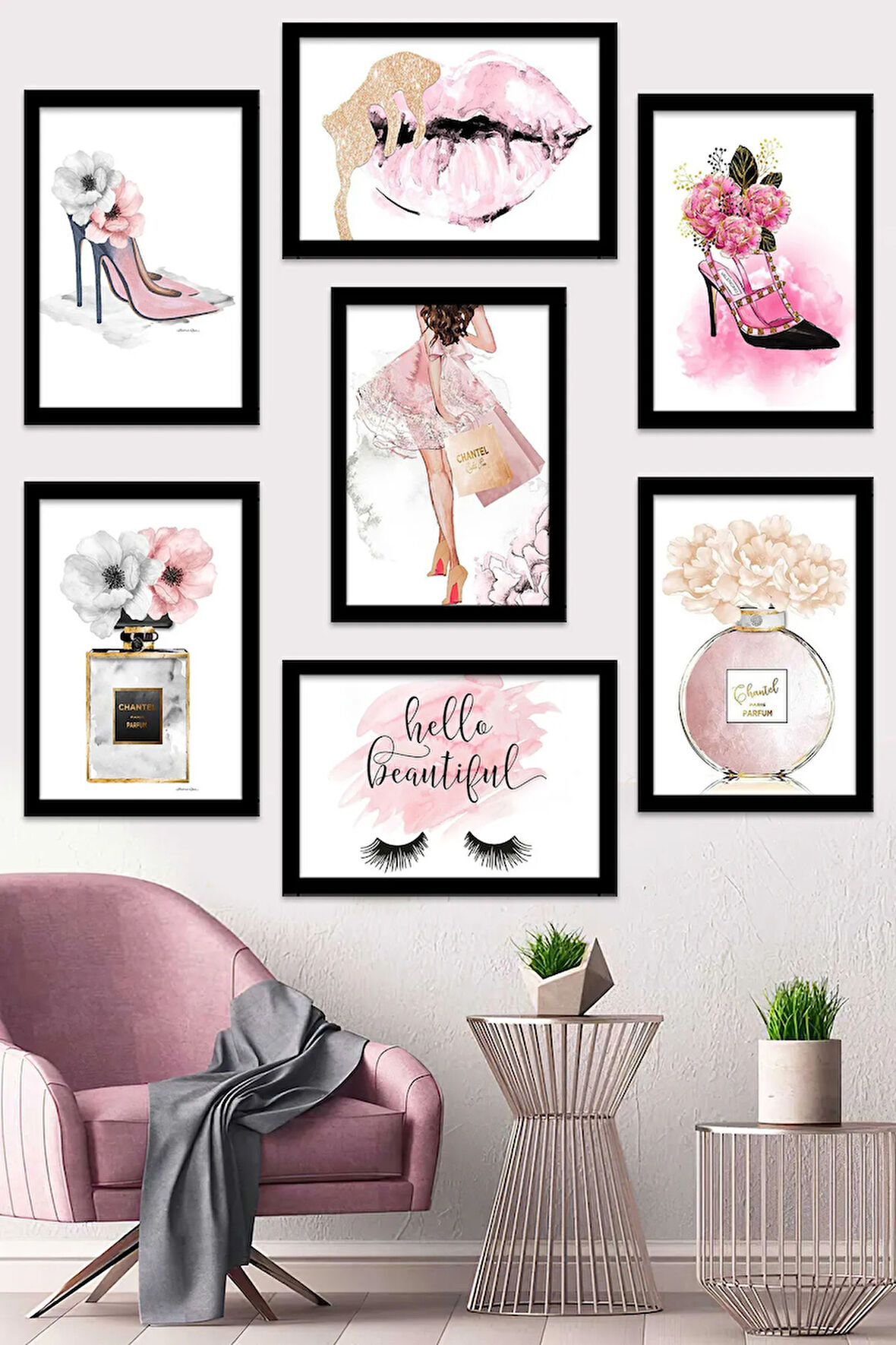 7 Parça Çerçeve Görünümlü Mdf Tablo Seti - ART7XPML7