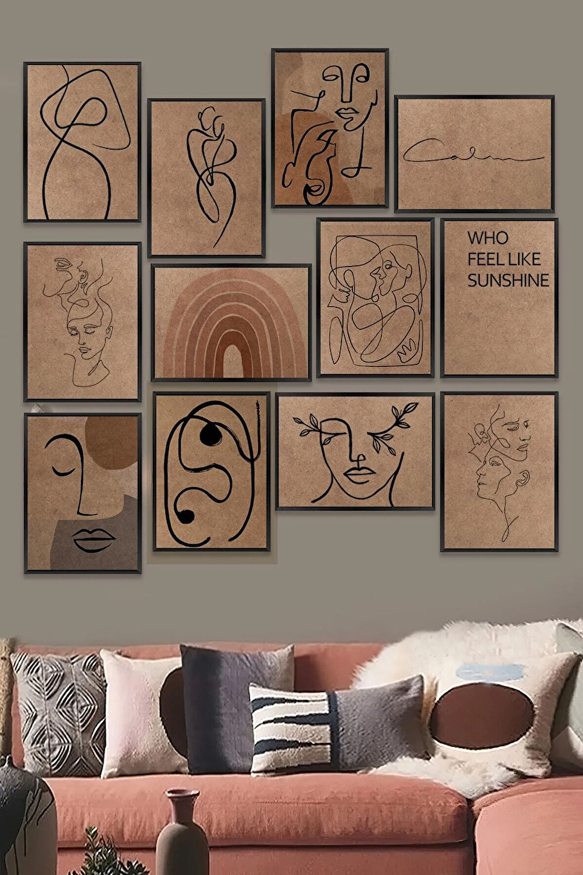 12 Parça Çerçeve Görünümlü Ham Mdf Tablo Seti - ART12XPML61