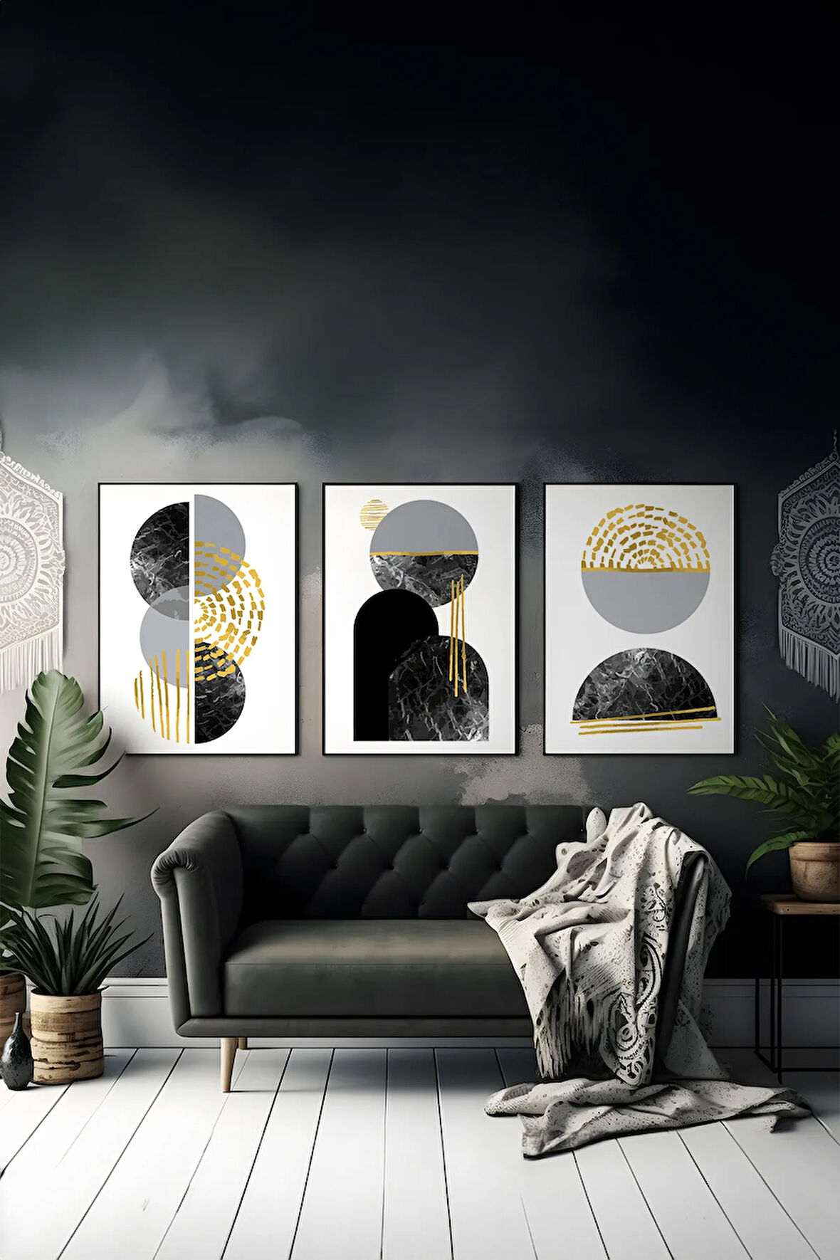 3 Parça Çerçeve Görünümlü Mdf Tablo Seti - ARTSYCLLCT17