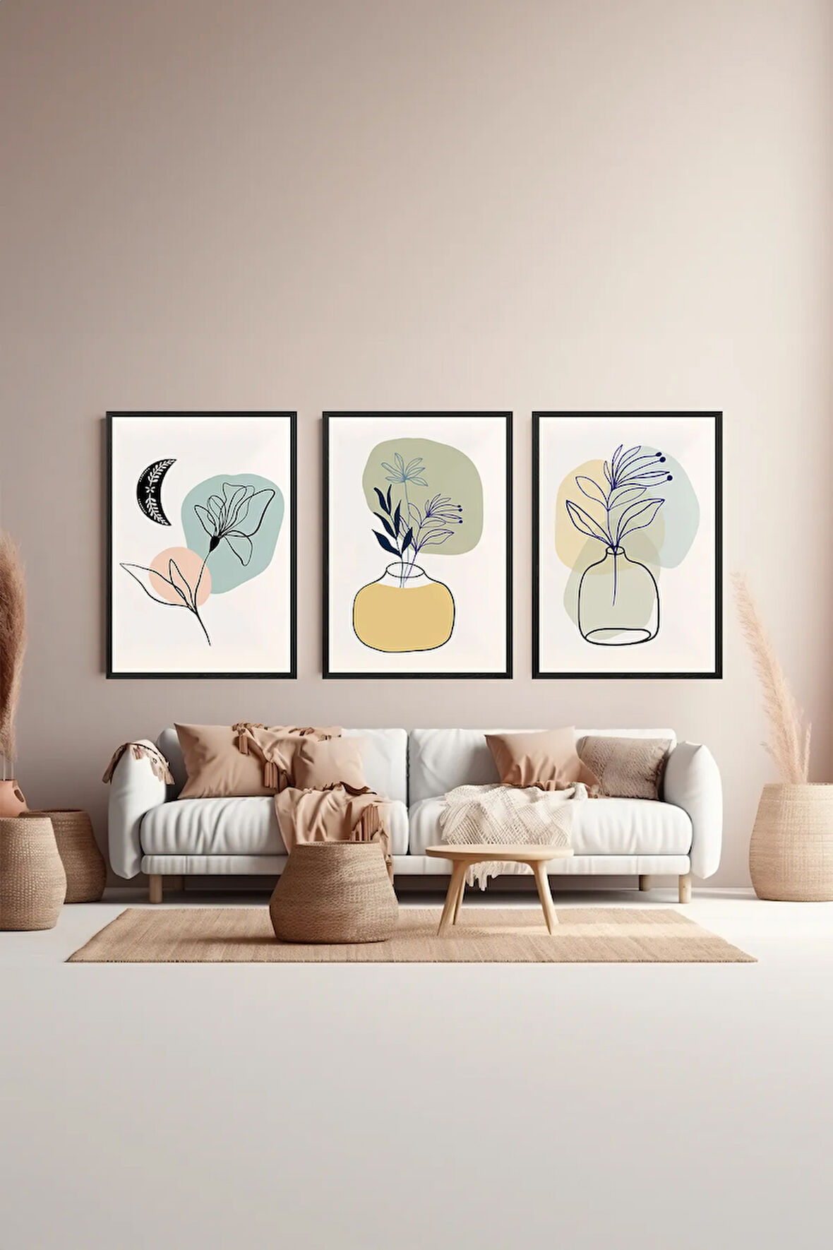 3 Parça Çerçeve Görünümlü Mdf Tablo Seti - ARTSYCLLCT18