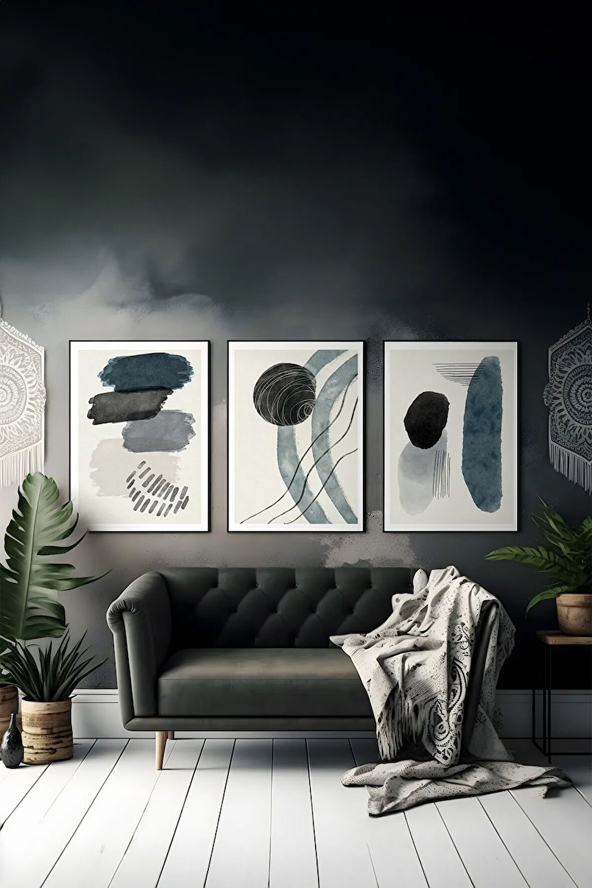 3 Parça Çerçeve Görünümlü Mdf Tablo Seti - ARTSYCLLCT19