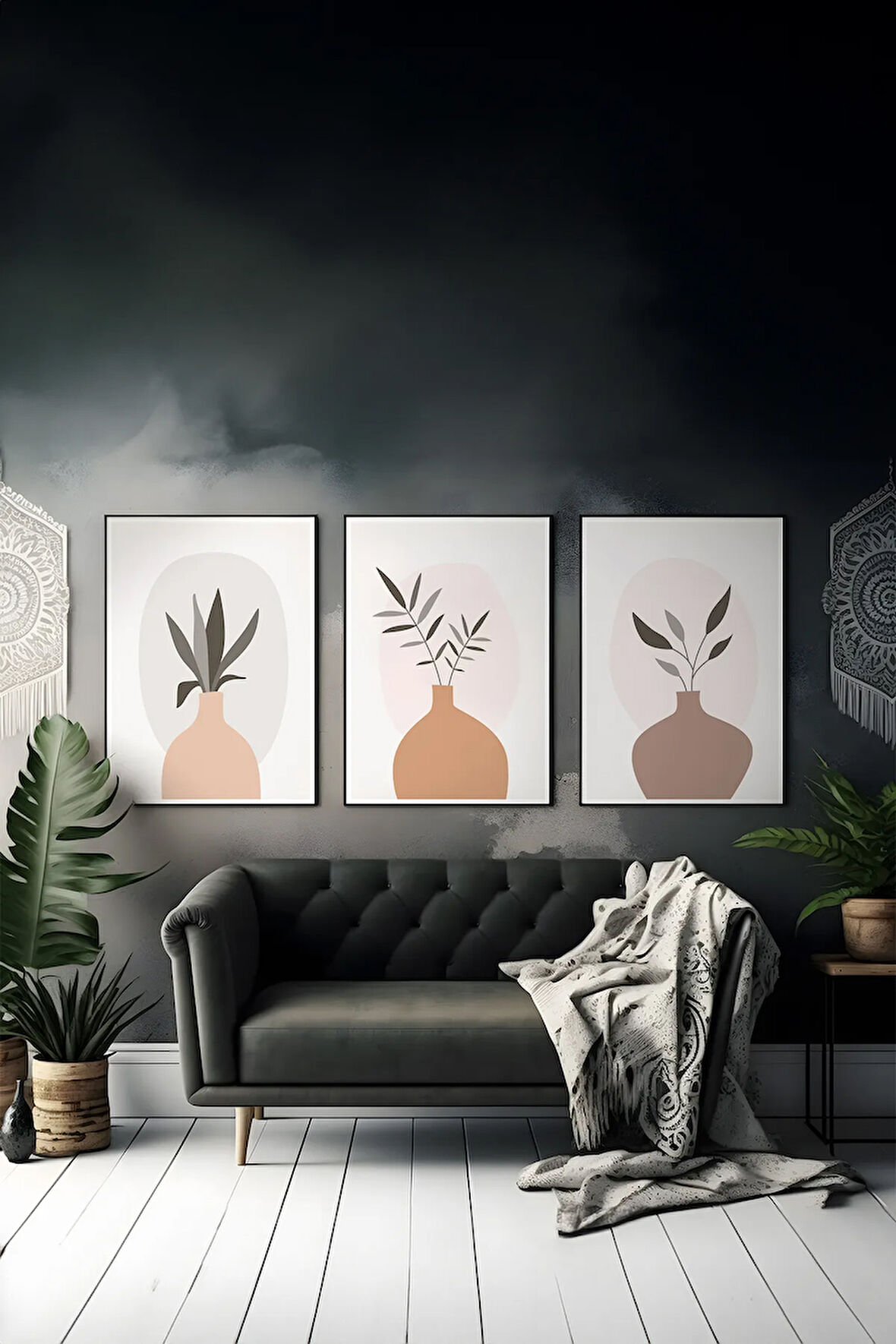 3 Parça Çerçeve Görünümlü Mdf Tablo Seti - ARTSYCLLCT21