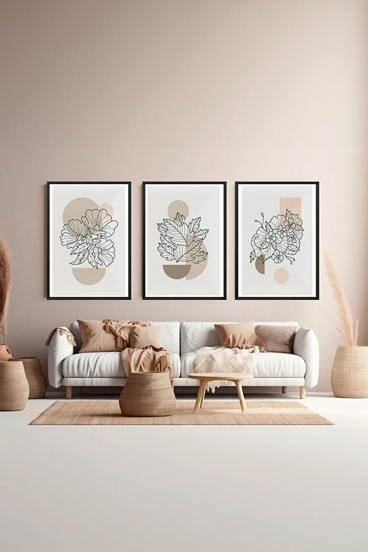 3 Parça Çerçeve Görünümlü Mdf Tablo Seti - ARTSYCLLCT22