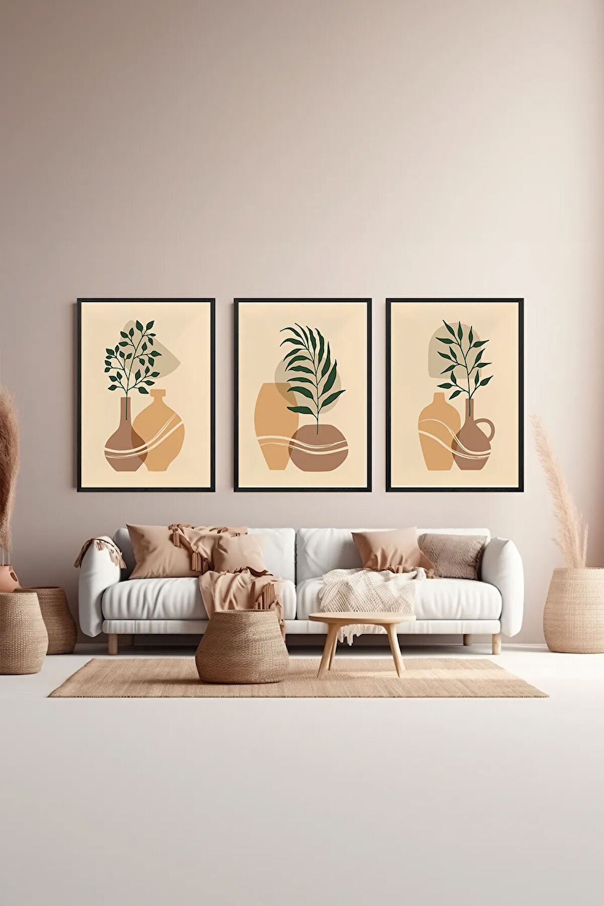3 Parça Çerçeve Görünümlü Mdf Tablo Seti - ARTSYCLLCT24