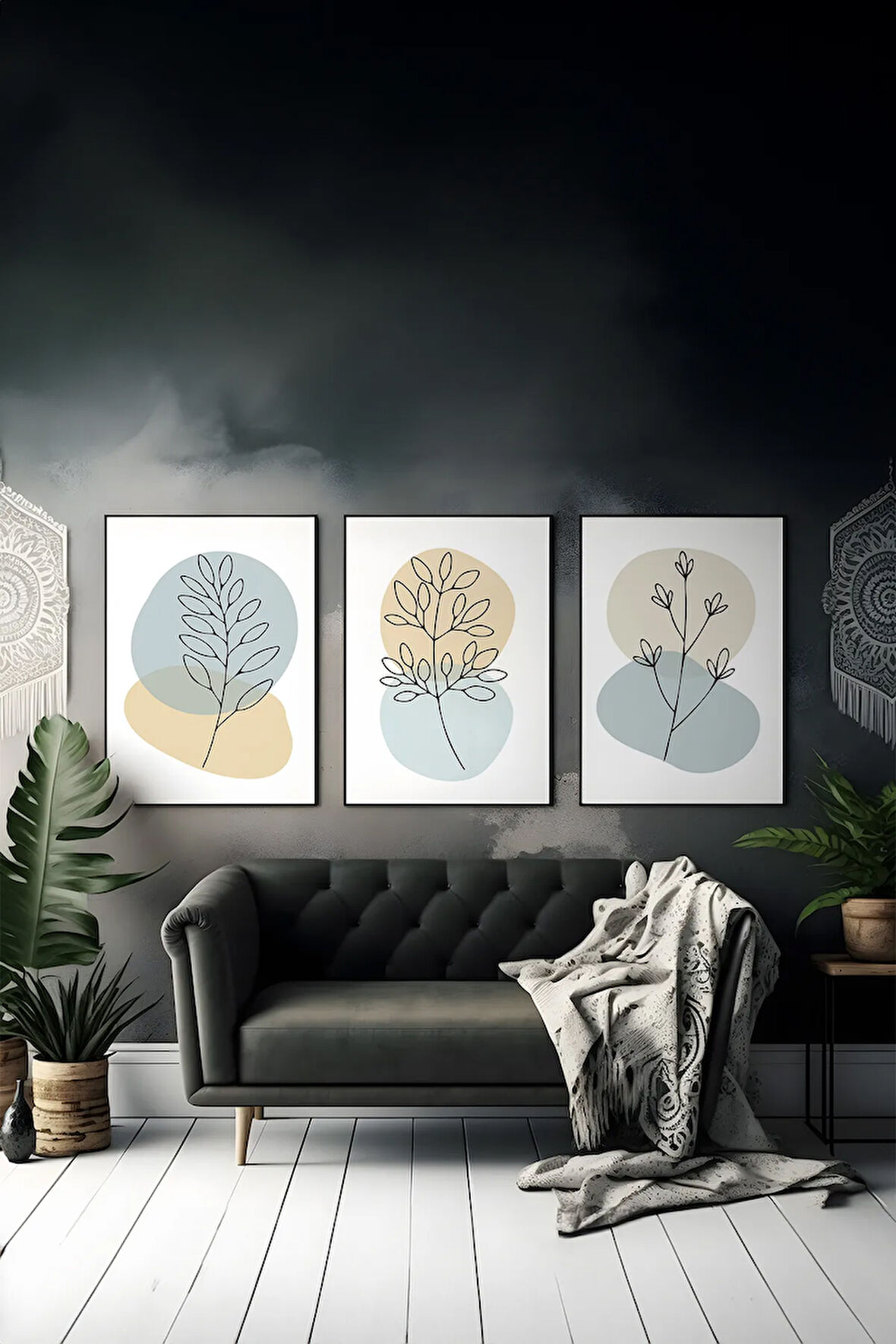 3 Parça Çerçeve Görünümlü Mdf Tablo Seti - ARTSYCLLCT25